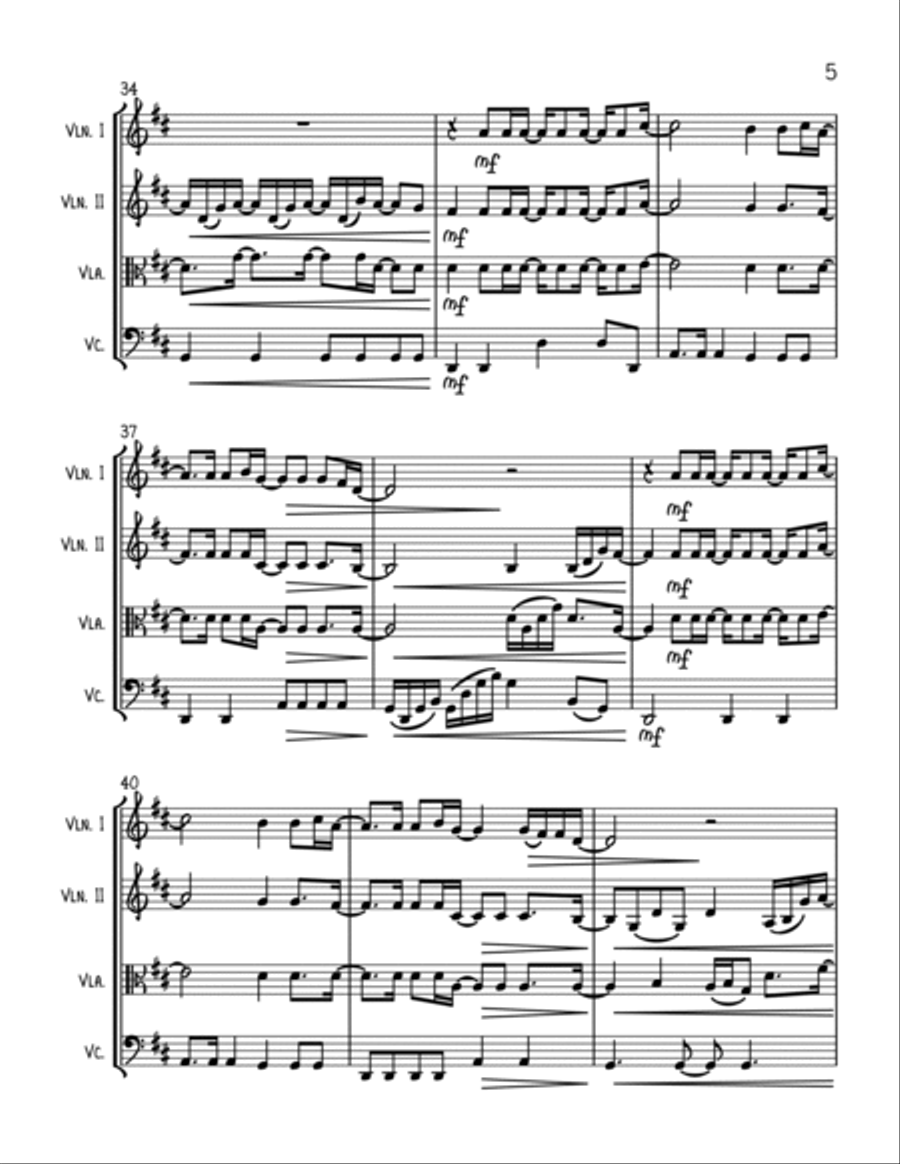 Stay Another Day Stay Another Day String Quartet scores gallery preview page 5