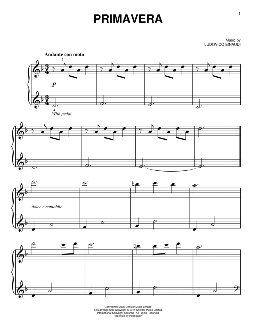 Primavera Easy Piano scores gallery preview page 1