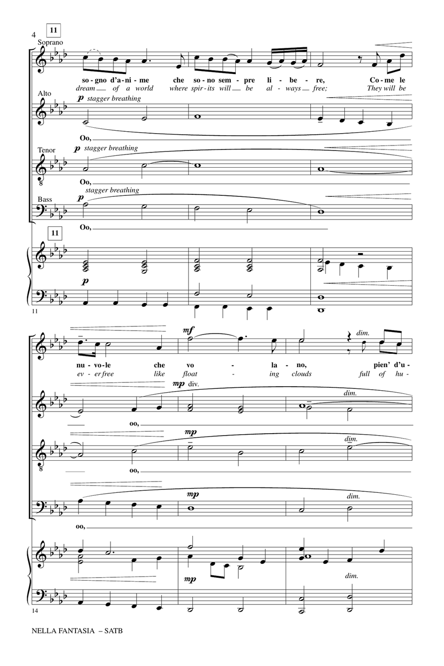 Nella Fantasia (In My Fantasy) (arr. Audrey Snyder) 4-Part scores gallery preview page 2