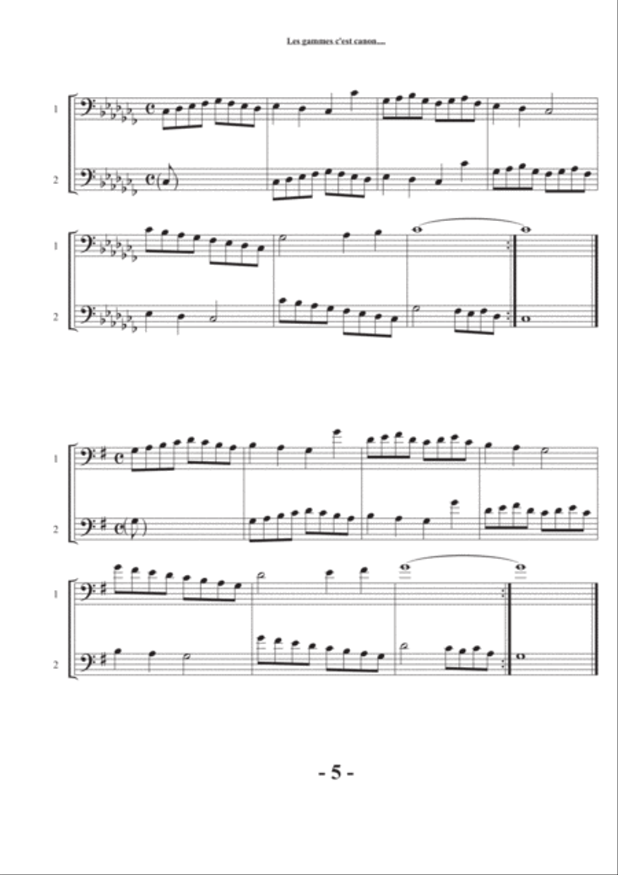 Les gammes c'est canon - Canon musical scales - Bass clef Brass Duet scores gallery preview page 6
