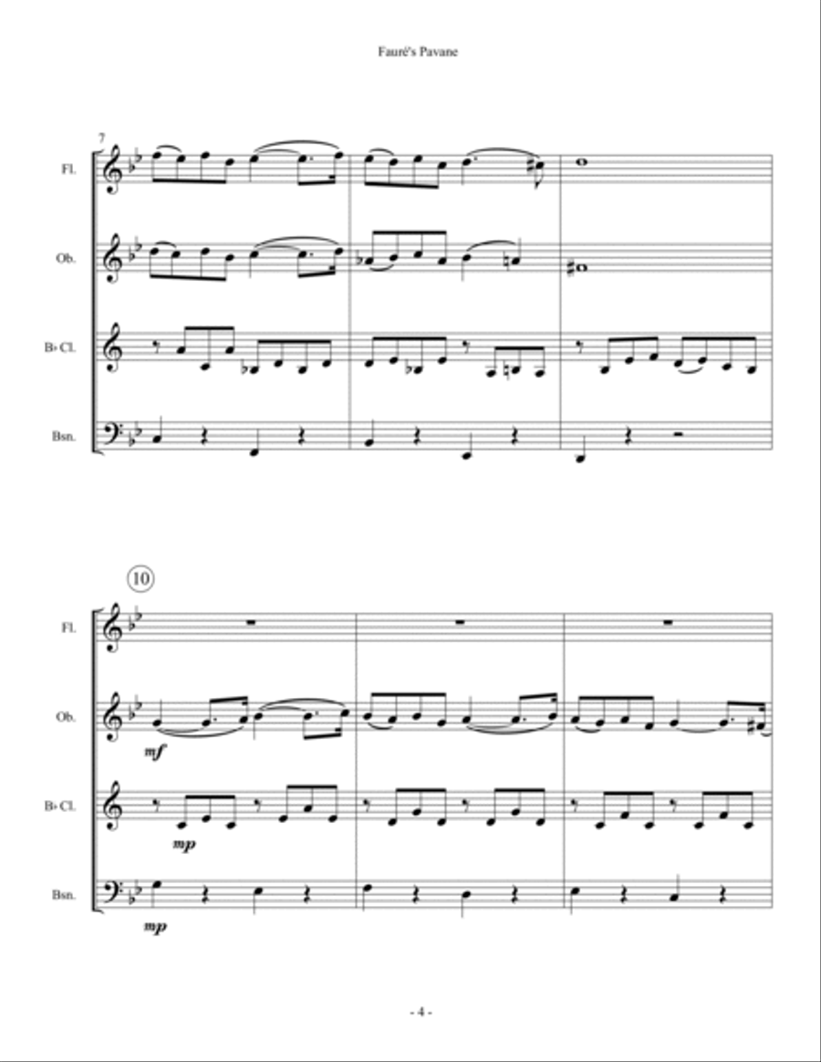 Fauré's Pavane - Woodwind Quartet Woodwind Quartet scores gallery preview page 4
