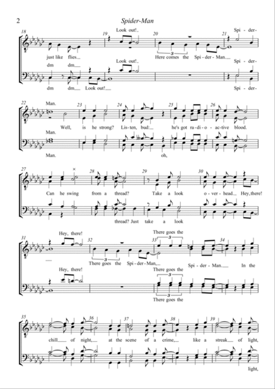 Theme From Spider Man TTBB scores gallery preview page 2