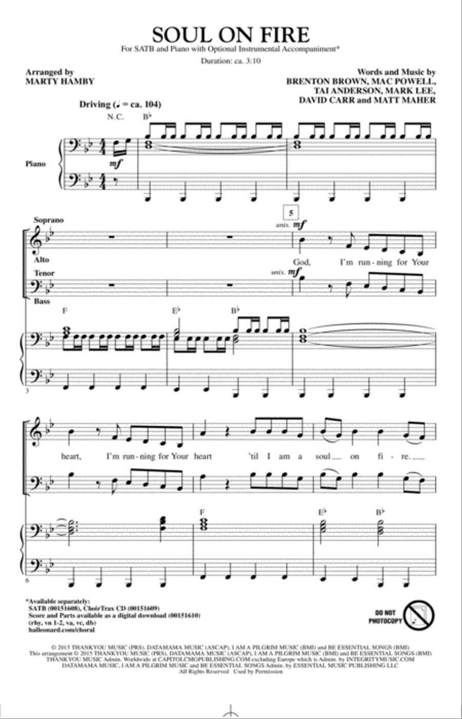 Soul On Fire 4-Part scores gallery preview page 1