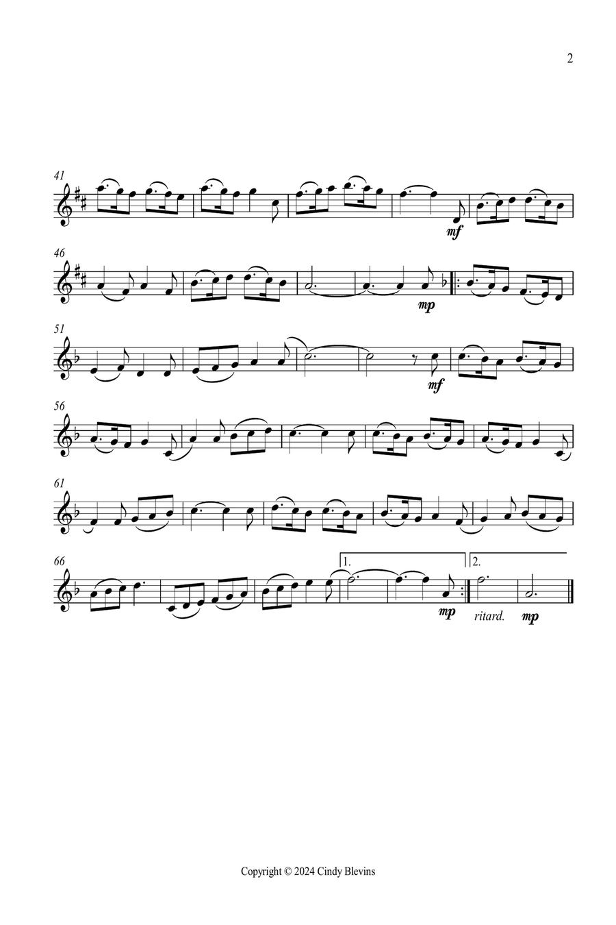 Gesu Bambino, for Clarinet and Violin Clarinet scores gallery preview page 6