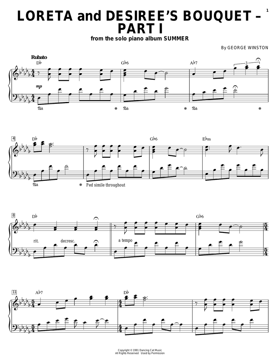 Loreta And Desiree's Bouquet-Part 1 Piano Solo scores gallery preview page 1