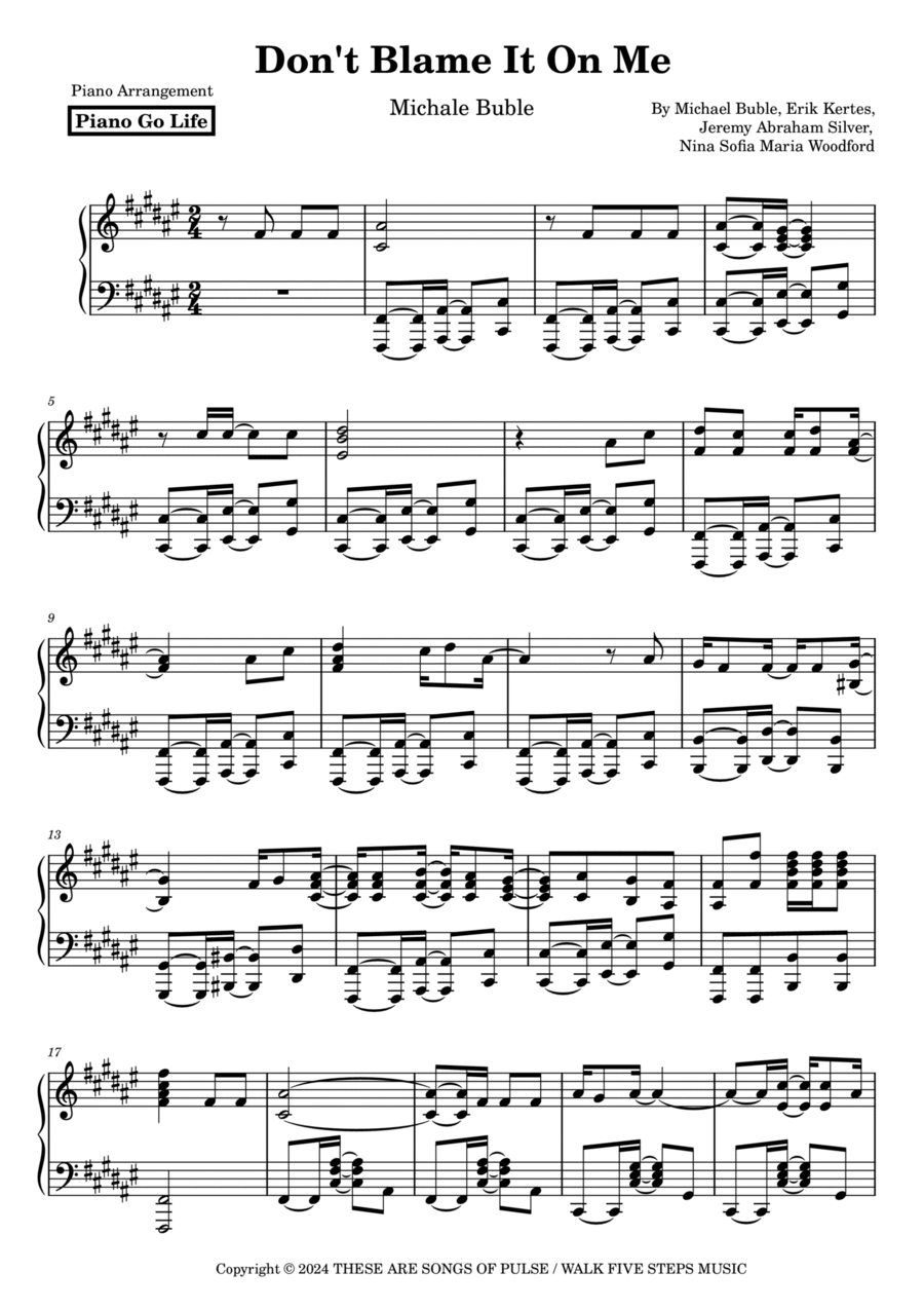 Don't Blame It On Me Don't Blame It On Me Piano Solo scores gallery preview page 1