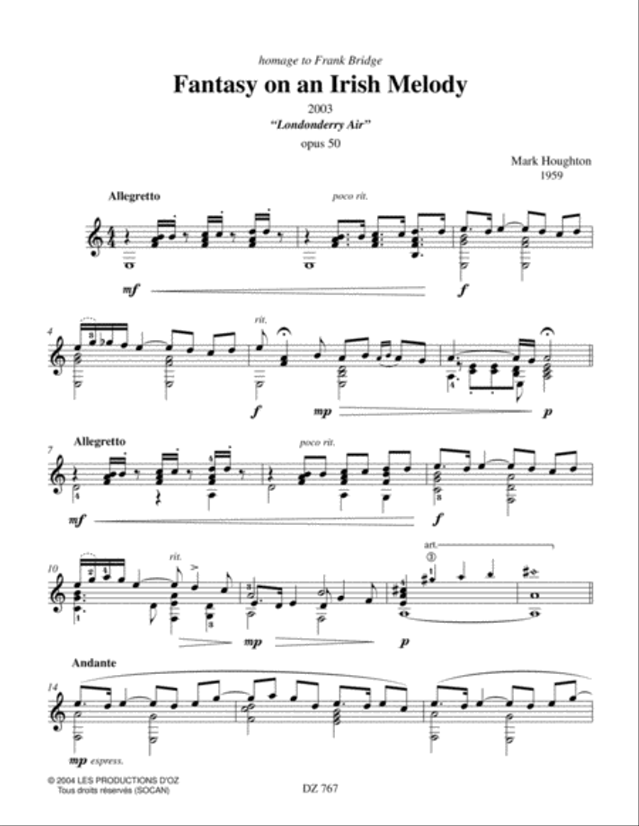 Fantasy on an Irish Melody Classical Guitar scores gallery preview page 2