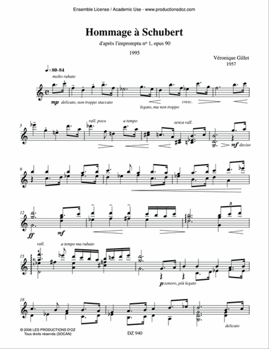 Hommage à Schubert Classical Guitar scores gallery preview page 3