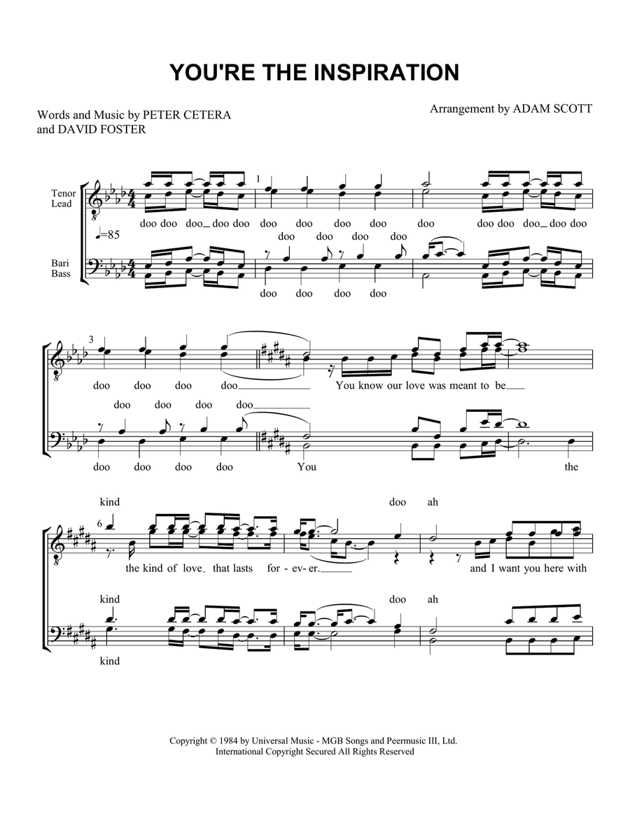 You're The Inspiration TTBB scores gallery preview page 1