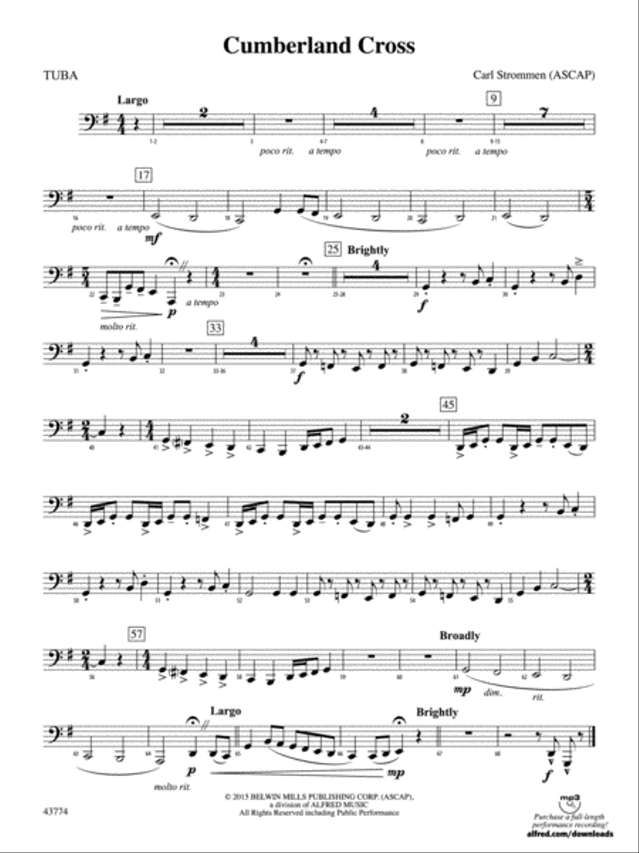 Cumberland Cross: Tuba Cumberland Cross: Tuba Full Orchestra scores gallery preview page 1
