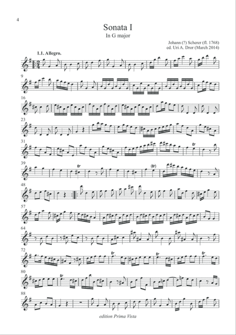 Johann Scherer, III Trios for Three Flutes, Parts Flute Trio scores gallery preview page 4