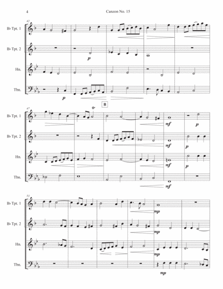 "Canzon No. 15" for Brass Quartet - Giovanni Battista Grillo image number null
