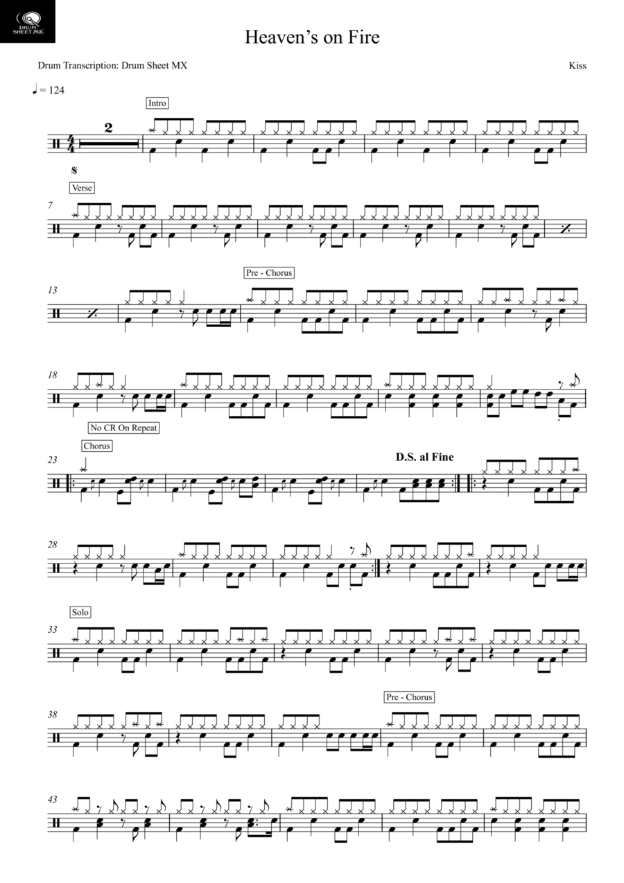 Heaven's On Fire Drum Set scores gallery preview page 1