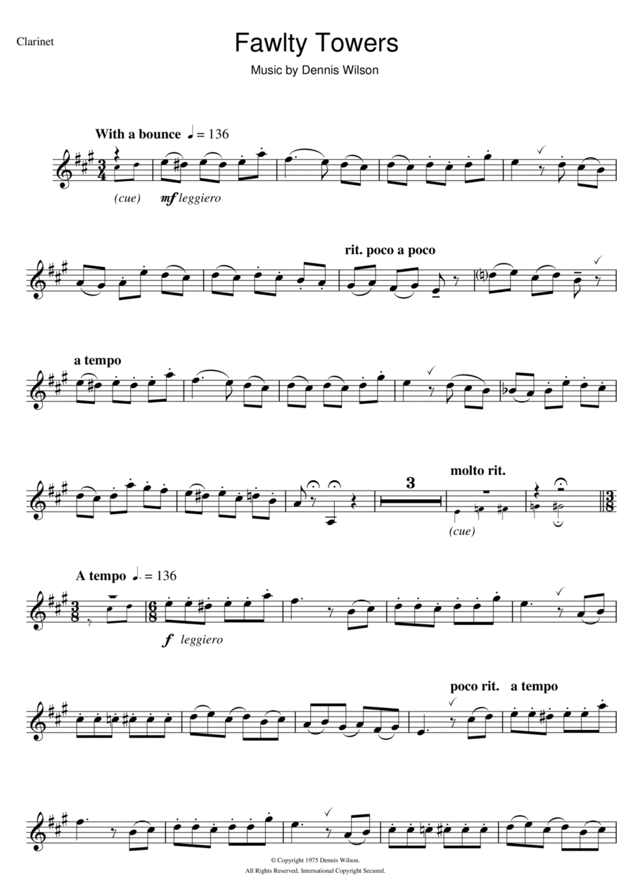 Fawlty Towers Clarinet Solo scores gallery preview page 1