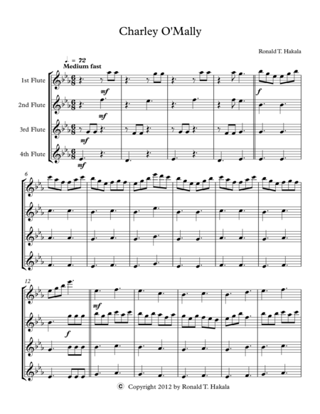 Charley O-Mally 4 Flutes - Score and Parts