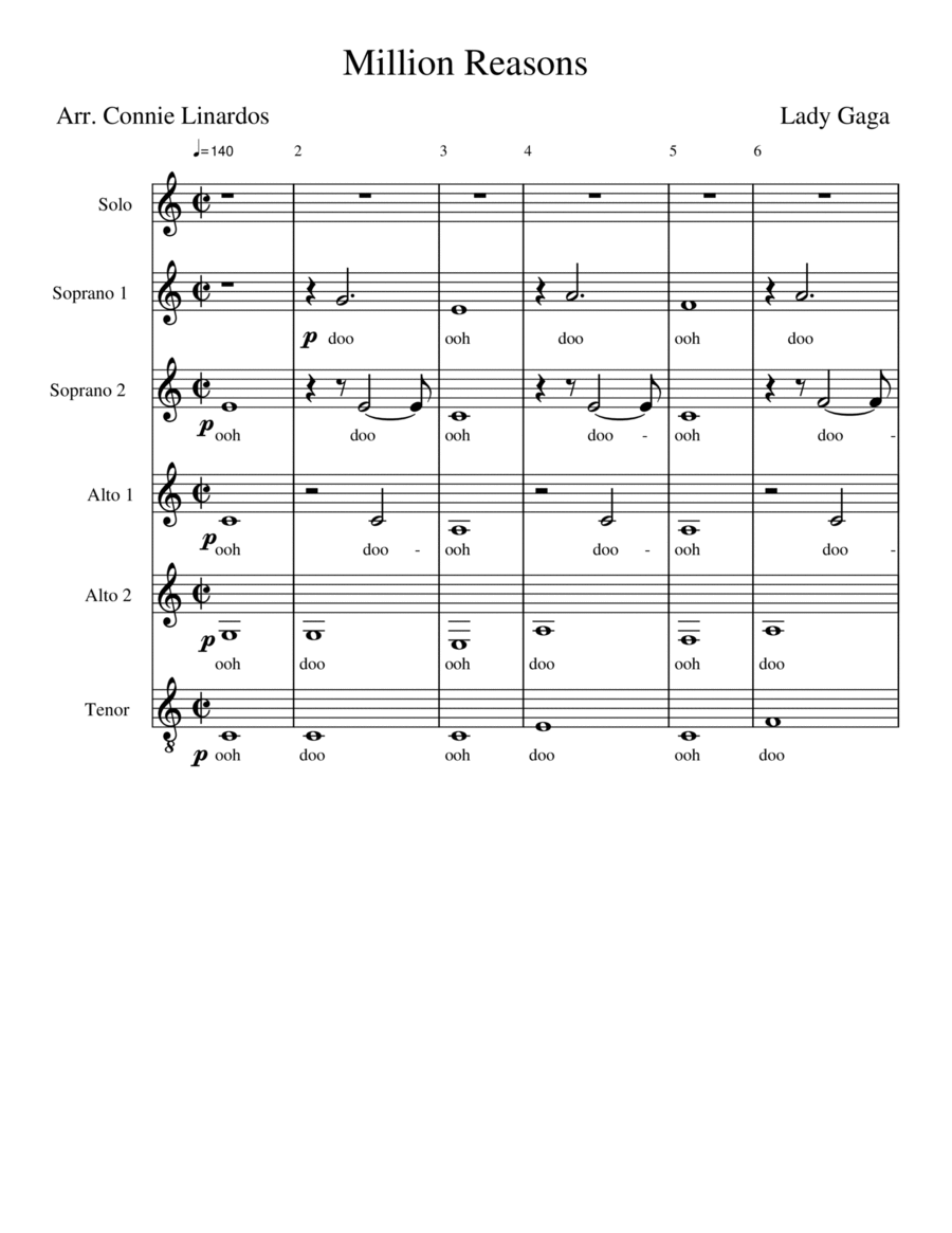 Million Reasons A Cappella scores gallery preview page 1
