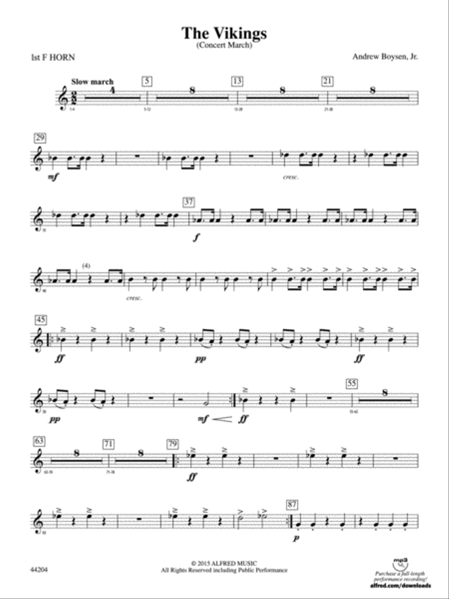 The Vikings: 1st F Horn The Vikings: 1st F Horn Concert Band scores gallery preview page 1