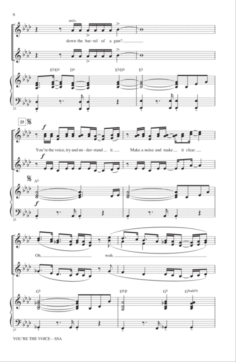 You're The Voice (arr. Kirby Shaw) SSA scores gallery preview page 5