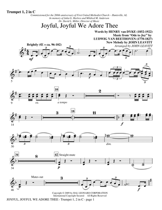 Book cover for Joyful, Joyful, We Adore Thee - Trumpet 1, 2 in C