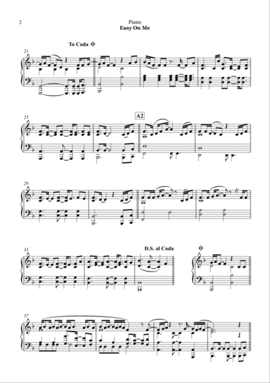 Easy On Me Easy On Me Piano Solo scores gallery preview page 2