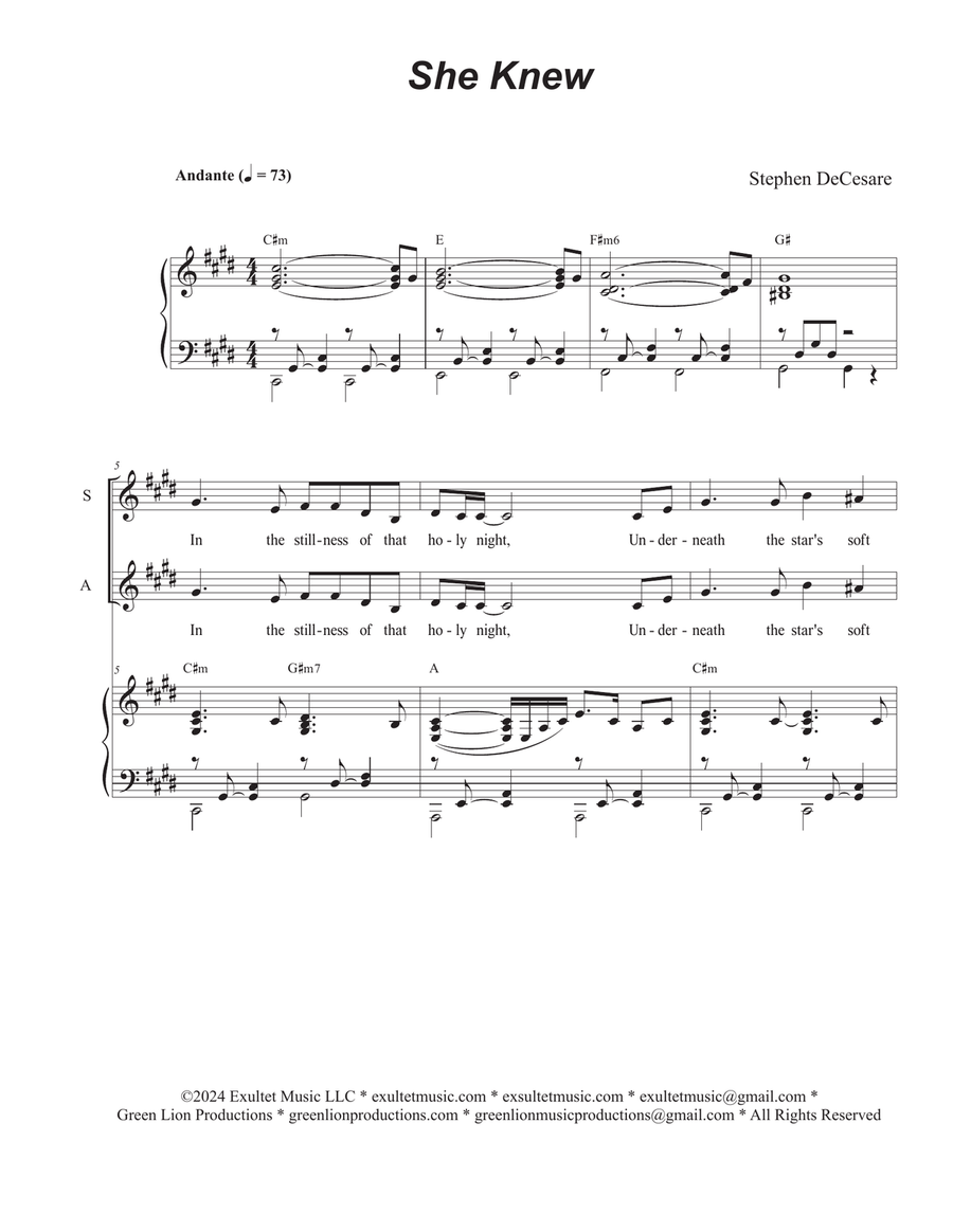 She Knew (SAB) 3-Part scores gallery preview page 1