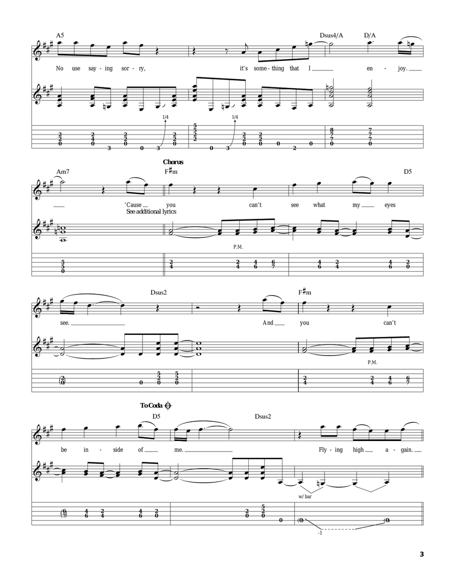 Flying High Again Acoustic Guitar scores gallery preview page 3