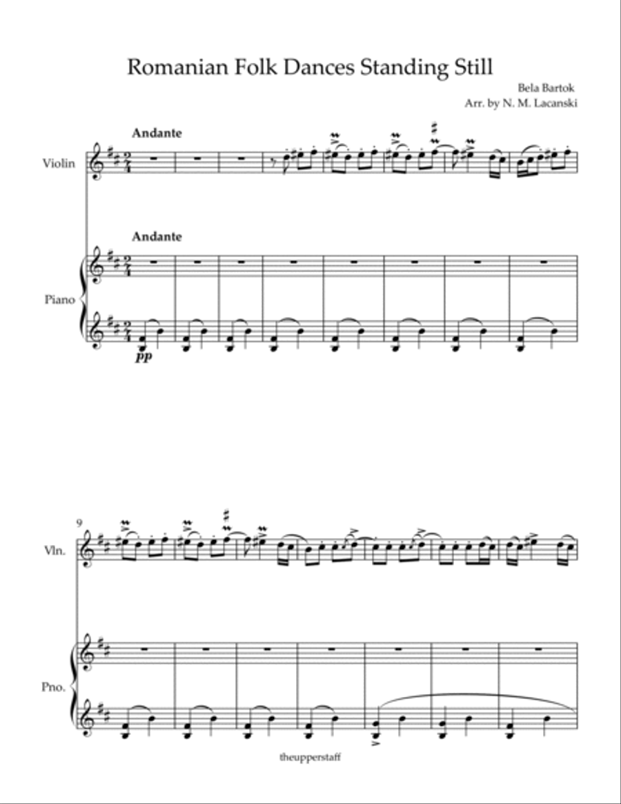 Romanian Folk Dances Standing Still easy Violin Solo scores gallery preview page 2