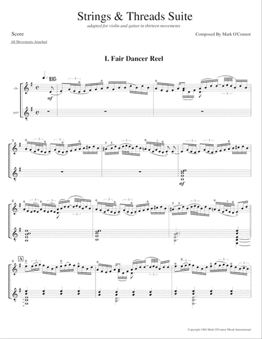 Strings & Threads Suite (score - adapted for violin and guitar) String Duet scores gallery preview page 4