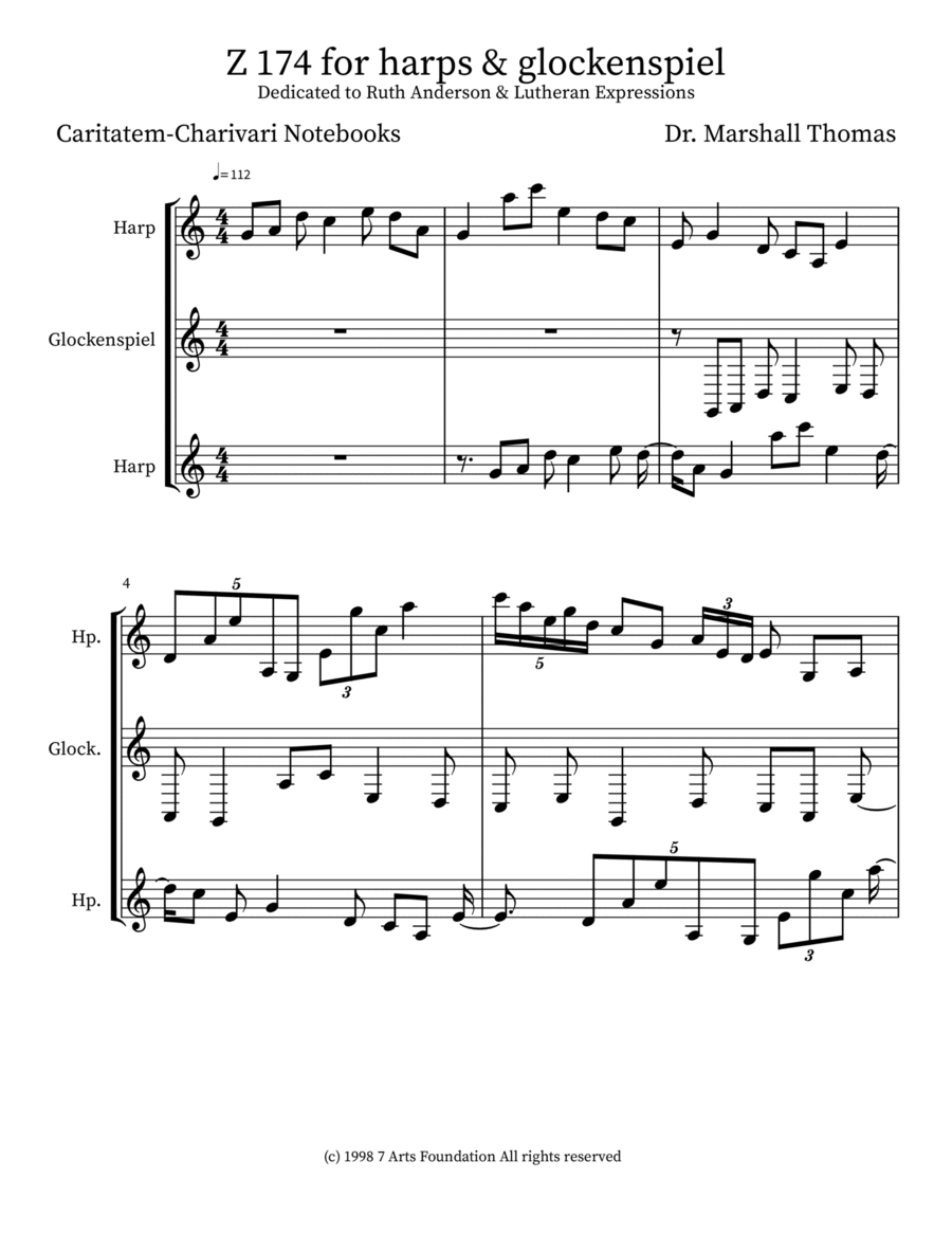 Z 174 for harps & glockenspiel Glockenspiel scores gallery preview page 1