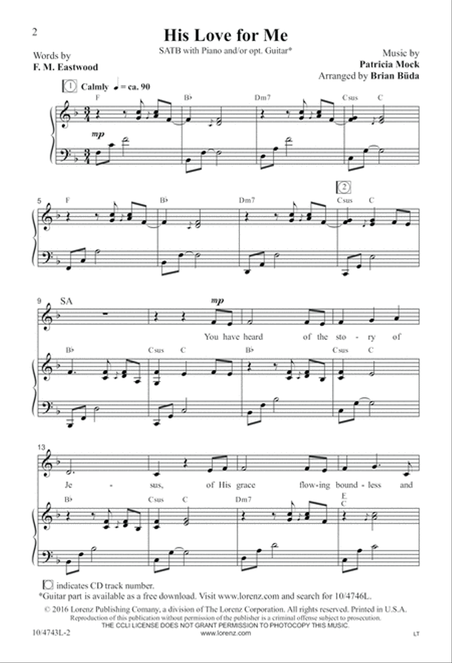 His Love for Me 4-Part scores gallery preview page 2