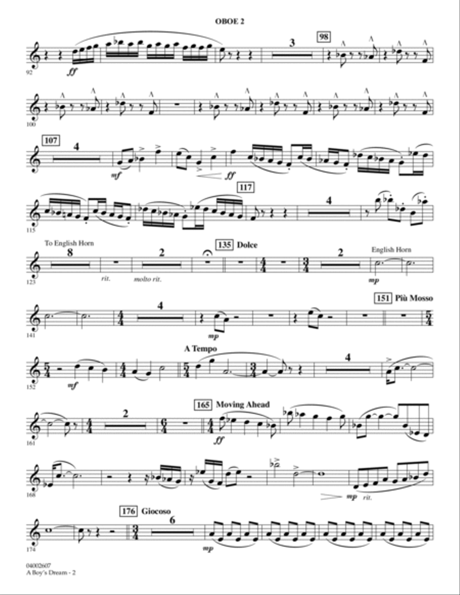 A Boy's Dream - Oboe 2 (English Horn) Concert Band scores gallery preview page 2