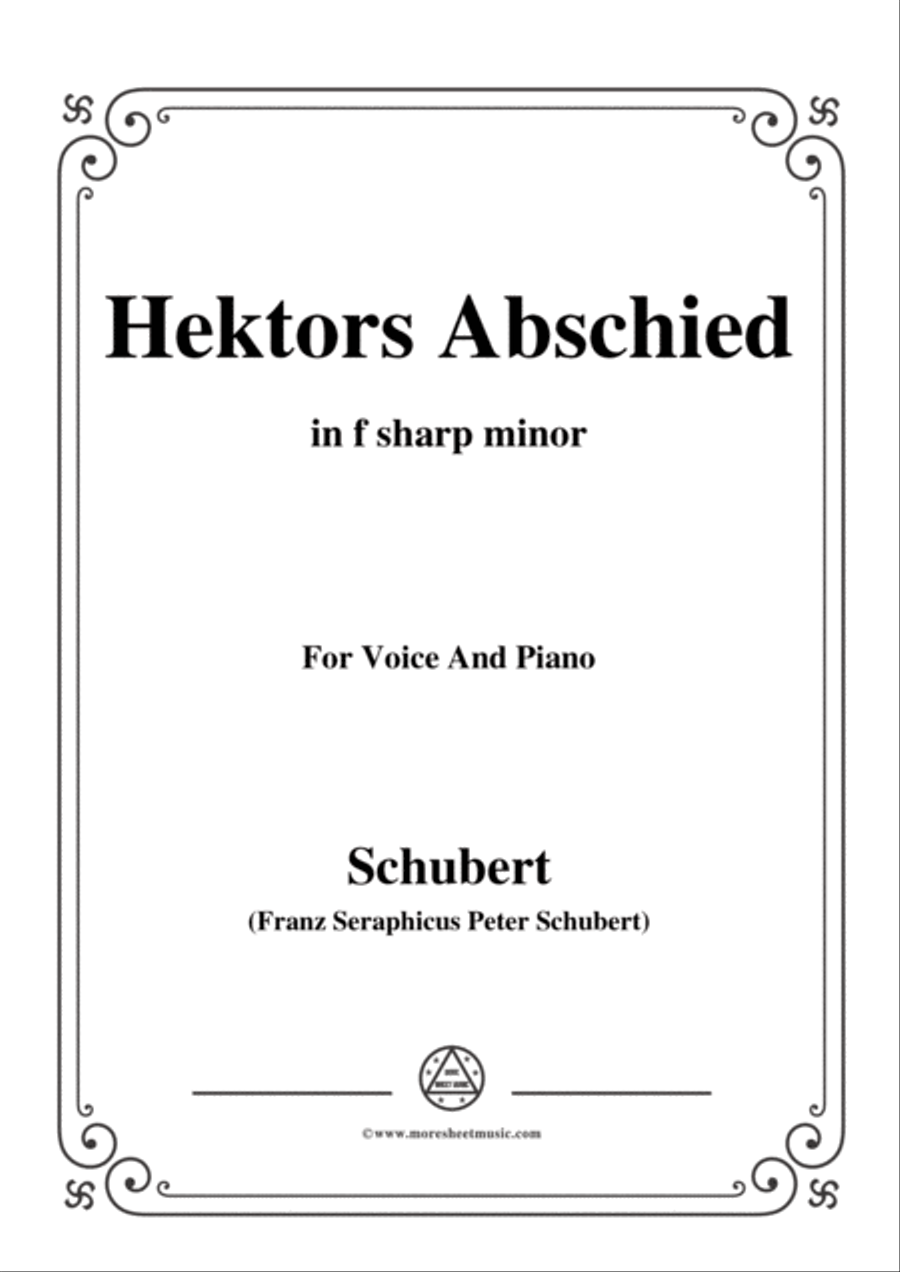 Schubert-Hektors Abschied(Hector's Farewell),D.312,in f sharp minor,for Voice&Piano Voice scores gallery preview page 1