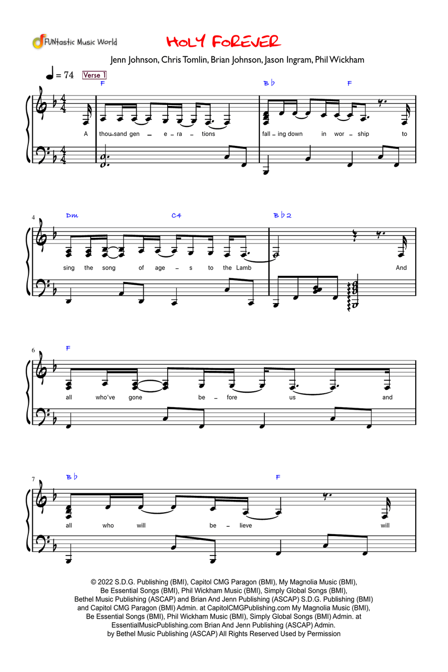 Holy Forever Piano Solo scores gallery preview page 2