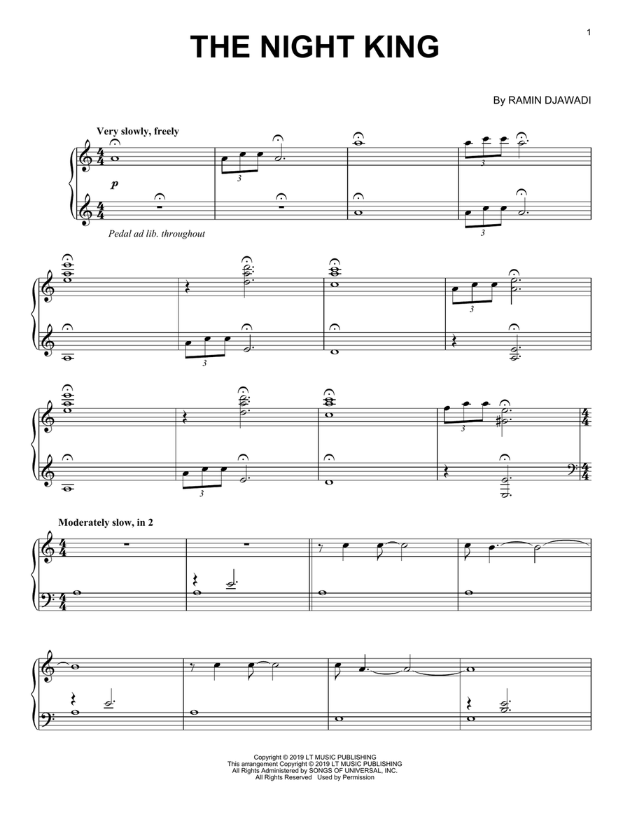 The Night King (from Game of Thrones) Piano Solo scores gallery preview page 1