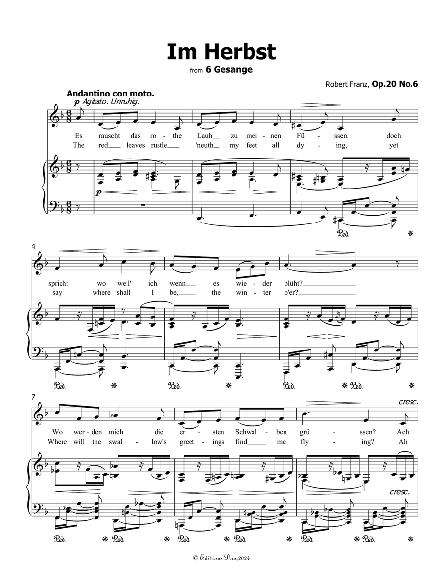 Im Herbst, by Robert Franz, in d minor Voice scores gallery preview page 3