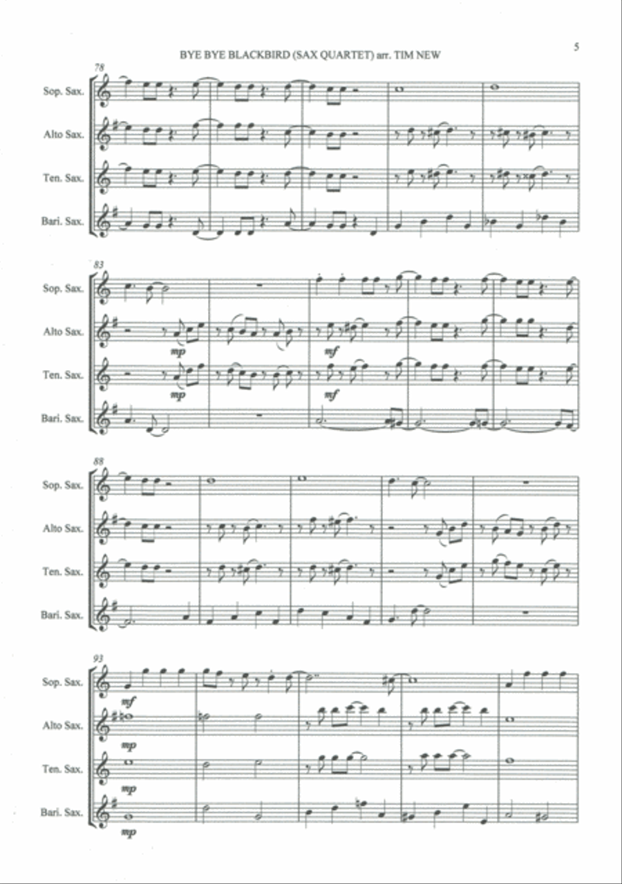 Bye Bye Blackbird Bye Bye Blackbird Woodwind Quartet scores gallery preview page 5