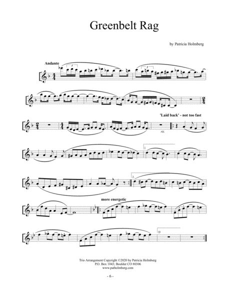 Boulder Rags - Arranged for Flute, Clarinet and Bass Clarinet - Flute Part