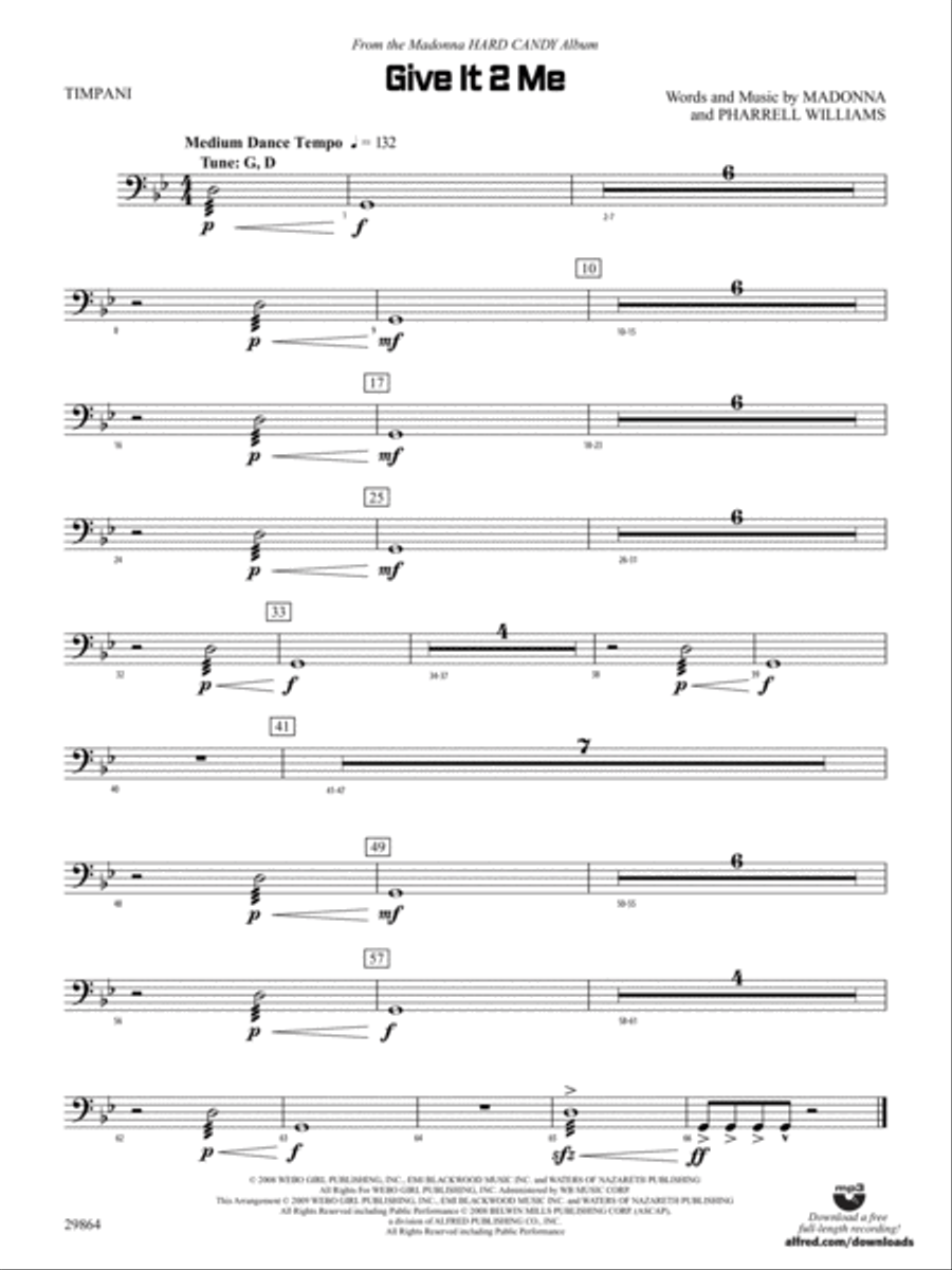 Give It 2 Me: Timpani Concert Band scores gallery preview page 1