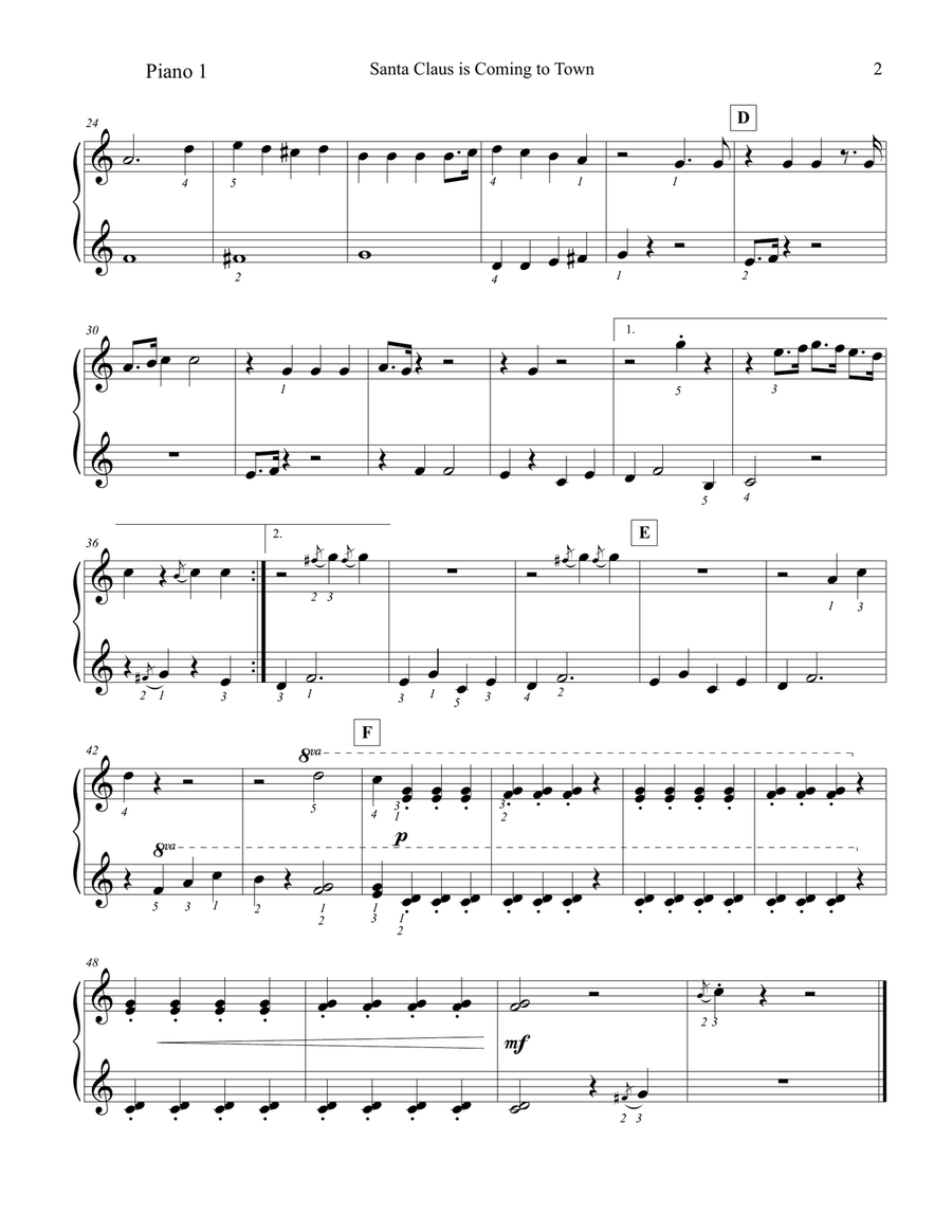 Santa Claus Is Comin' To Town Easy Piano scores gallery preview page 3
