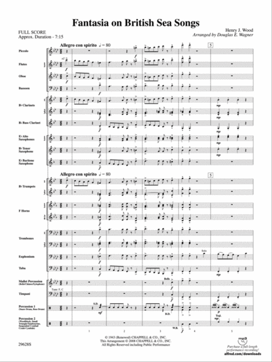 Fantasia on British Sea Songs (score only) Concert Band scores gallery preview page 2