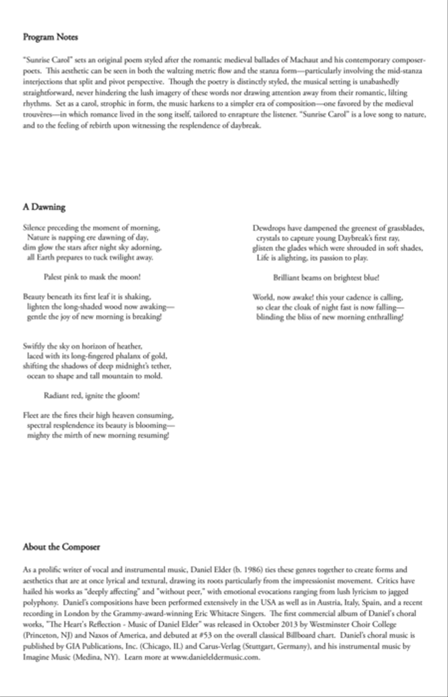 Sunrise Carol 4-Part scores gallery preview page 2