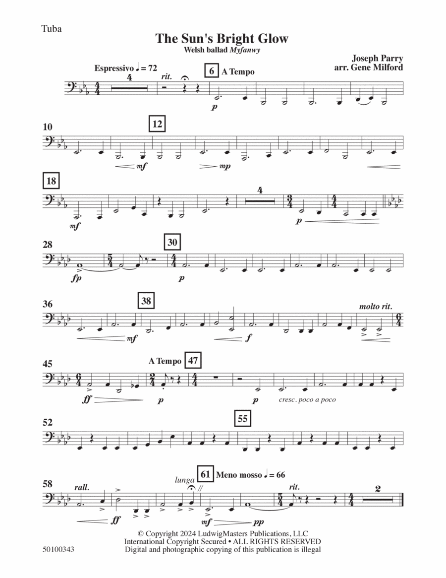 The Sun's Bright Glow (arr. Gene Milford) - Tuba Concert Band scores gallery preview page 1