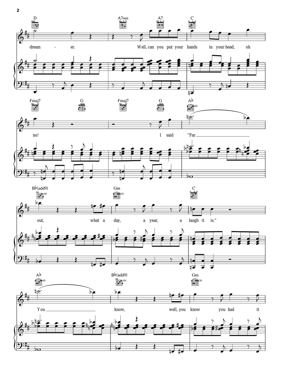 Dreamer Dreamer Piano, Vocal, Guitar scores gallery preview page 2