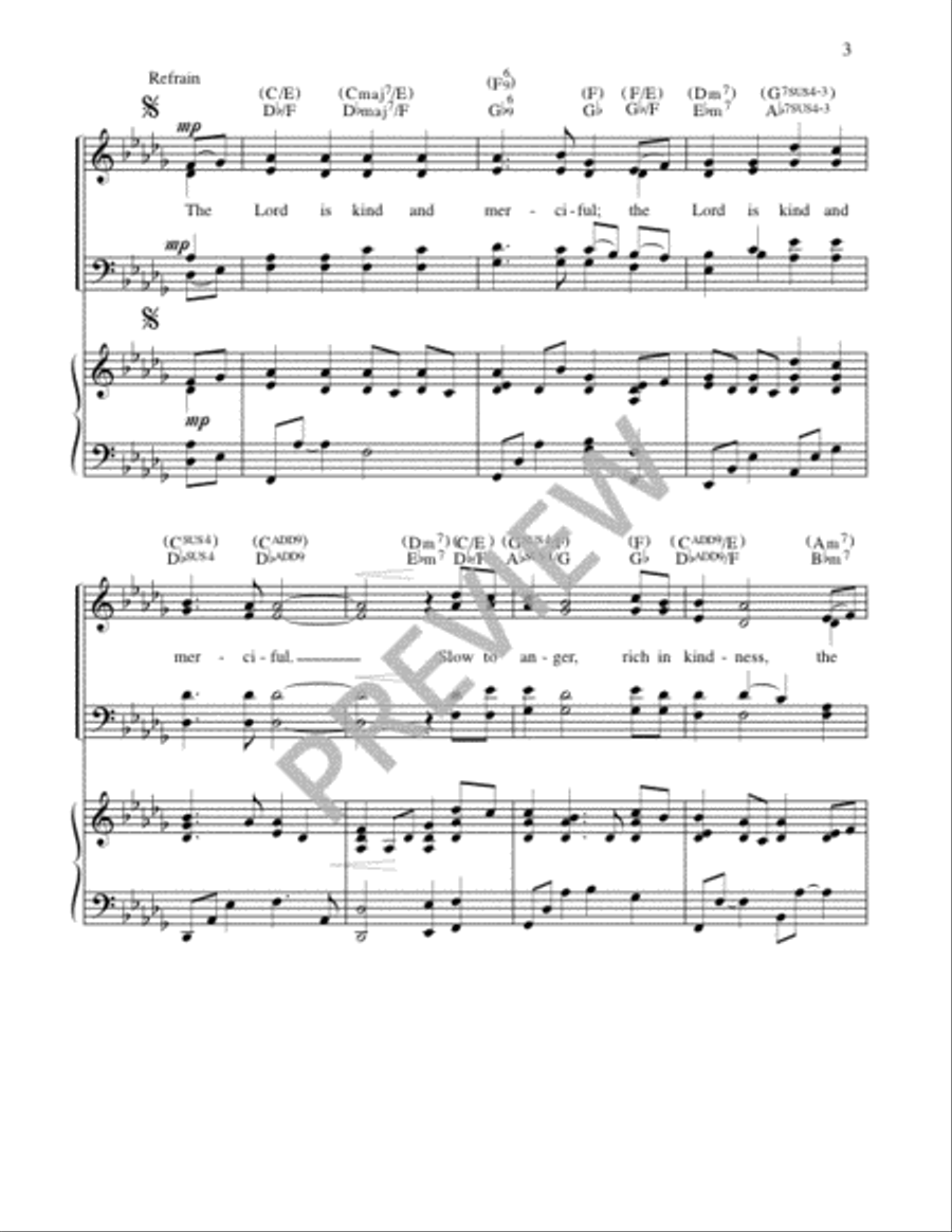 The Lord Is Kind and Merciful 4-Part scores gallery preview page 3