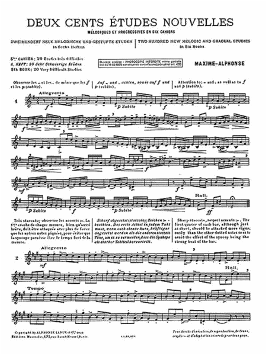 Deux cents Études Nouvelles Mélodiques et Progressives Pour Cor – Cahier 5: Vingt Etudes Tres Diffi Horn scores gallery preview page 3