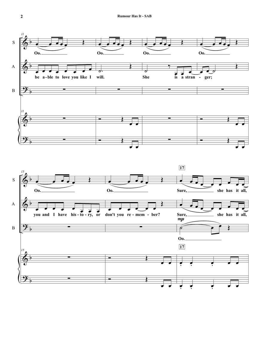 Rumour Has It Rumour Has It 3-Part scores gallery preview page 2