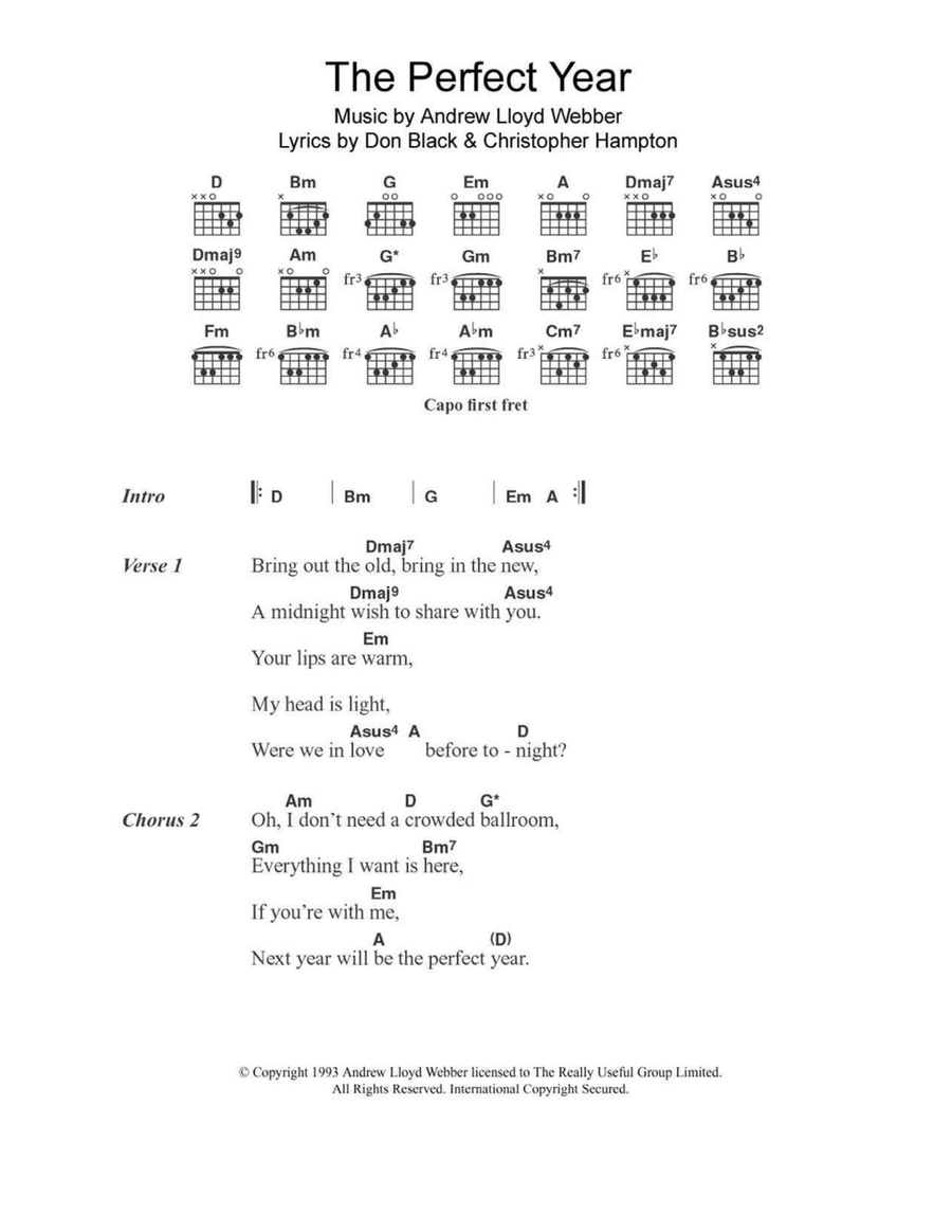 The Perfect Year (from Sunset Boulevard) Easy Guitar scores gallery preview page 1