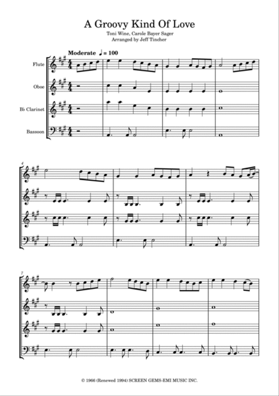 A Groovy Kind Of Love Woodwind Quartet scores gallery preview page 2