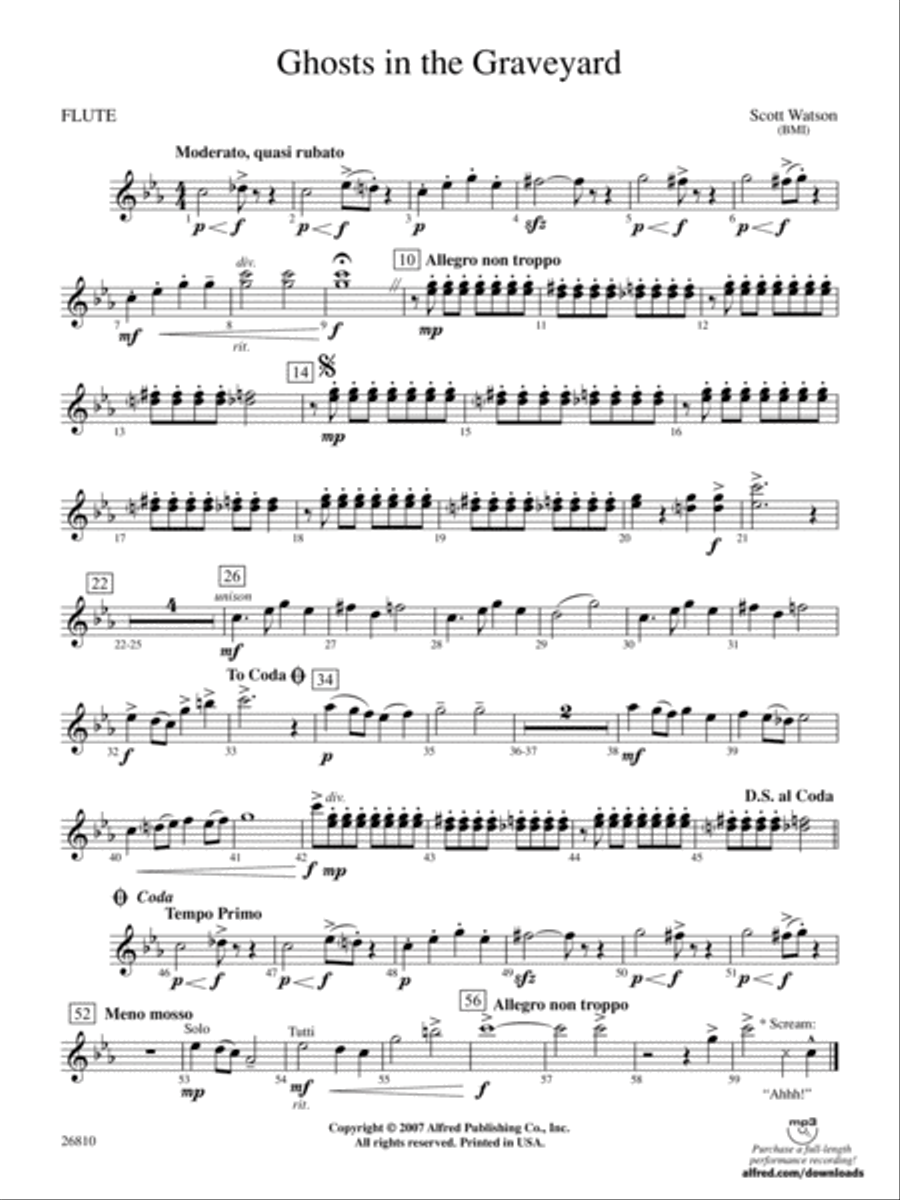 Ghosts in the Graveyard: Flute Concert Band scores gallery preview page 1