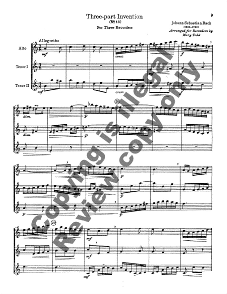 Inventions (3) for Three Voices Recorder scores gallery preview page 8